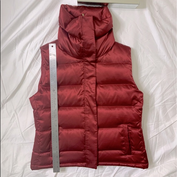 Claret Red Down High Zip Puffer Vest - Picture 11 of 12
